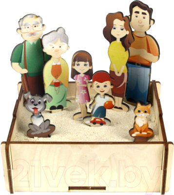 Развивающая игра WoodLand Toys Семья. Набор для песка / 143201