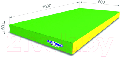 Гимнастический мат Romana 5.000.06 (светло-зеленый/желтый)