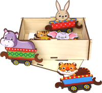 Развивающая игра WoodLand Toys Поезд с животными. Хоровод / 145106 - 
