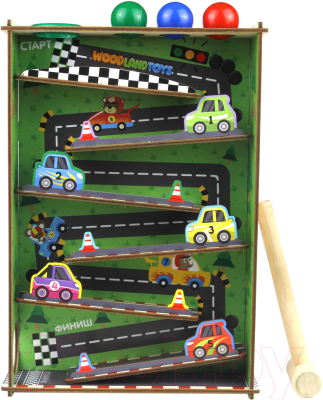 

Развивающая игра WoodLand Toys, Стучалка Горки Автодром / 140102