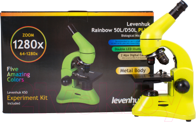 Микроскоп оптический Levenhuk Rainbow 50L Plus / 69054 (Lime)