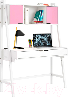 Письменный стол Polini Kids Mirum 1446 с полкой (белый/розовый)