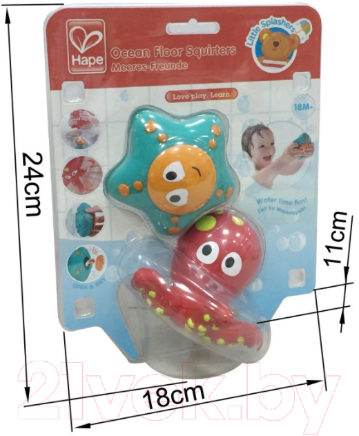 Набор игрушек для ванной Hape Игрушка брызгалки. Обитатели океанского дна / E0213-HP