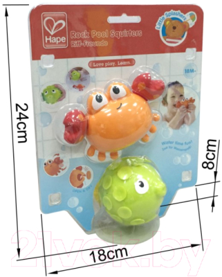 Набор игрушек для ванной Hape Игрушка брызгалки. Рыбка и краб / E0208-HP