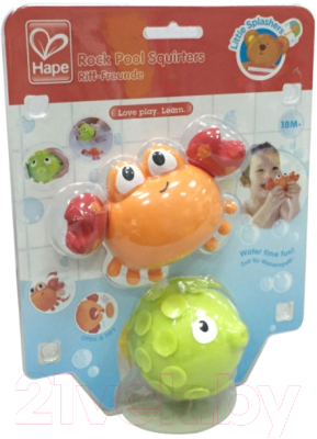 Набор игрушек для ванной Hape Игрушка брызгалки. Рыбка и краб / E0208-HP
