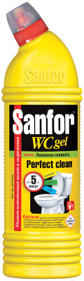 Чистящее средство для унитаза Sanfor WC гель. Лимонная свежесть (750мл)