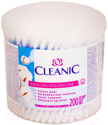 Ватные палочки Cleanic Classic круглая коробка (200шт)