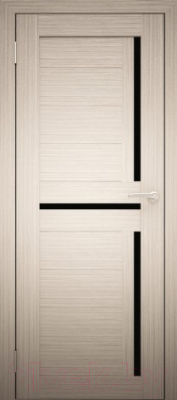 Дверь межкомнатная Юни Амати 18 60x200 (дуб беленый/стекло черное)