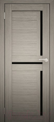 Дверь межкомнатная Юни Амати 18 60x200 (дуб дымчатый/стекло черное)