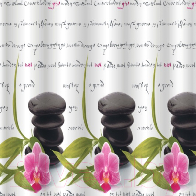 Шторка-занавеска для ванны Санакс Камни с цветами 01-28
