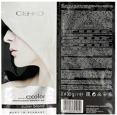 Порошок для осветления волос C:EHKO Супер Блонд Плюс / 389195 (2x30г)