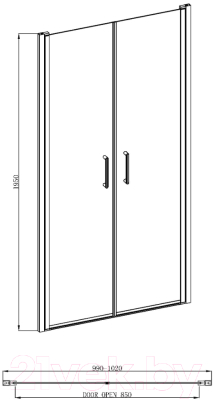 Душевая дверь Adema НАП ДУО-100 / NAP DUO-100 (прозрачное стекло)