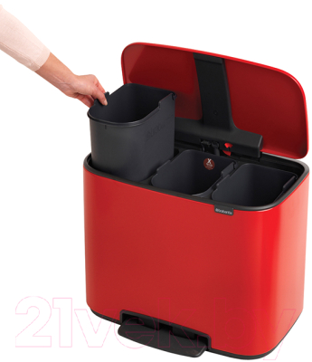 Система сортировки мусора Brabantia Bo Pedal Bin / 121029 (3x11л)