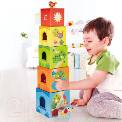 Развивающая игрушка Hape Кубики-пирамида. Башня Дружбы / E0451-HP