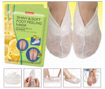 Носки для педикюра Purederm Shiny&Soft Foot Peeling Mask Отшелушивающая (20г)