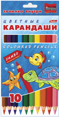 Набор цветных карандашей Hatber Морская семейка / BKd-10210 (10шт)