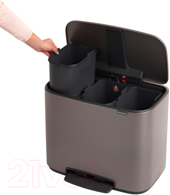 Система сортировки мусора Brabantia Bo Pedal Bin / 121067 (3x11л)