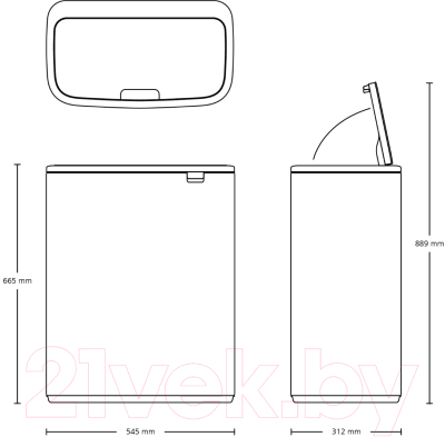 Мусорное ведро Brabantia Bo Touch Bin / 304248 (60л)