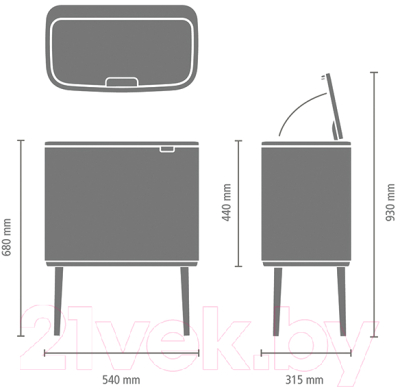 Система сортировки мусора Brabantia Bo Touch Bin / 304644 (3x11л)