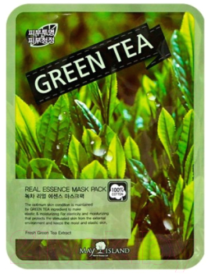 Маска для лица тканевая May Island Real Essense Green Tea Mask Pack (25мл)