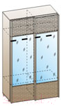 Шкаф Лером Фасады МДФ с зеркалом КП-322-СЛ-ВЕ (слива валлис/дуб венге)