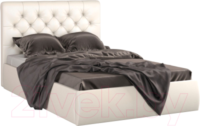 Полуторная кровать Sofos Беатриче тип A с ПМ 140x200 (Marvel Pearl Shell/пуговицы)