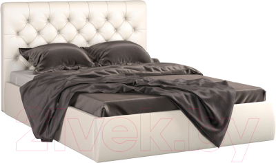 Двуспальная кровать Sofos Беатриче тип A с ПМ 160x200 (Teos Milk/жемчуг)
