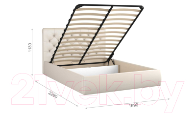 Двуспальная кровать Sofos Беатриче тип A с ПМ 160x200 (Teos Milk/жемчуг)