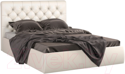 Двуспальная кровать Sofos Беатриче тип A с ПМ 160x200 (Teos Milk/стразы)