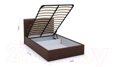 Полуторная кровать Sofos Женева тип A с ПМ 140x200 (Teos Dark Brown/пуговицы)