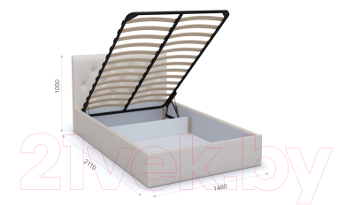 Полуторная кровать Sofos Женева тип A с ПМ 140x200 (Teos Milk/пуговицы)