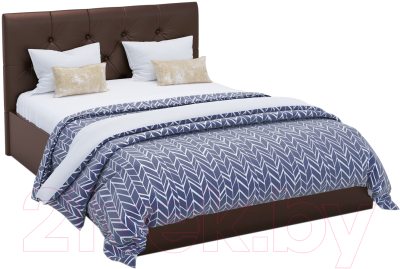 Двуспальная кровать Sofos Женева тип A с ПМ 160x200 (Teos Dark Brown/пуговицы)