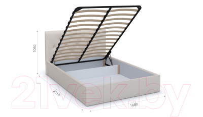 Двуспальная кровать Sofos Женева тип A с ПМ 160x200 (Teos Milk/пуговицы)