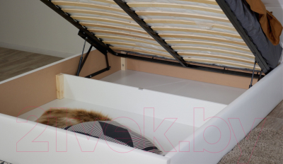 Двуспальная кровать Sofos Женева тип A с ПМ 160x200 (Teos White/пуговицы)