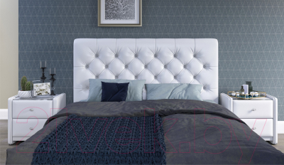Полуторная кровать Sofos Беатриче тип A с ПМ 140x200 (Teos White/жемчуг)