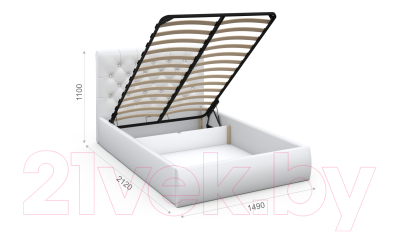 Полуторная кровать Sofos Беатриче тип A с ПМ 140x200 (Teos White/стразы)