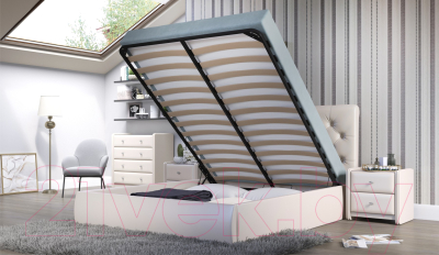 Двуспальная кровать Sofos Беатриче тип A с ПМ 160x200 (Marvel Pearl Shell/жемчуг)