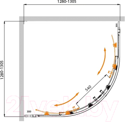 Купить Душевой уголок Cezares MOLVENO-R-22-100+30-C-Cr-IV в Молодечно