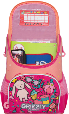 Школьный рюкзак Grizzly RAn-082-6 (жимолость/персиковый)