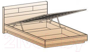 Двуспальная кровать Лером Дольче Нотте КР-1864-БД 180x200 (дуб беленый)