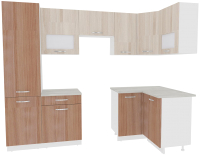 Кухонный гарнитур ВерсоМебель Эко-5 1.2x2.6 правая (ясень шимо светлый/ясень шимо темный) - 