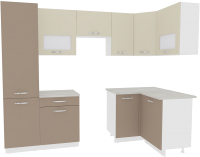 Кухонный гарнитур ВерсоМебель Эко-5 1.2x2.6 правая (латте/бежевый) - 
