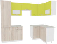 Кухонный гарнитур ВерсоМебель Эко-5 1.2x2.6 правая (ясень шимо светлый/зеленый лайм) - 