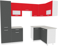 Кухонный гарнитур ВерсоМебель Эко-5 1.2x2.6 правая (антрацит/красный чили) - 