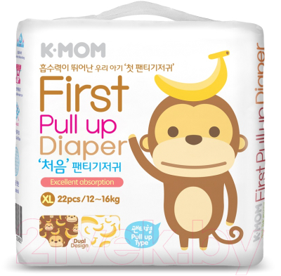 

Подгузники-трусики K-mom, First Pull Up XL