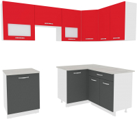 Кухонный гарнитур ВерсоМебель Эко-5 1.4x2.2 правая (антрацит/красный чили) - 