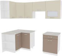 Кухонный гарнитур ВерсоМебель Эко-5 1.2x2.1 левая (латте/бежевый) - 