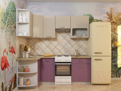 Готовая кухня ВерсоМебель Эко-5 1.2x2.1 правая (дуб крафт белый/антрацит)