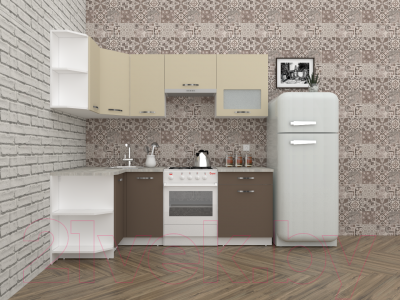 Кухонный гарнитур ВерсоМебель Эко-5 1.2x2.1 левая (латте/бежевый)
