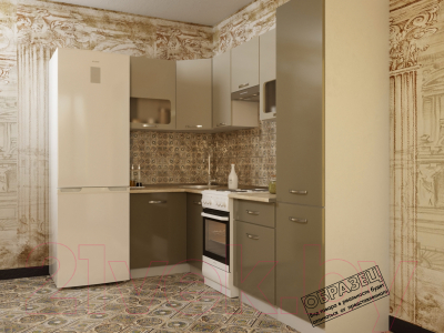 Готовая кухня ВерсоМебель Эко-5 1.2x2.6 левая (крослайн латте/крослайн карамель)